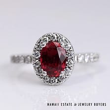 1.25ct Oval Ruby 0.50ctw Diamond Ring 18k White Gold Size 4.5, 3.3g
