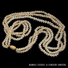 Three Strand Ni'ihau Shell Lei: Pikake Momi Lenalena Waha Ela Ela 48" #2402-01