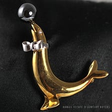 WEMPE 18K YELLOW GOLD SEAL BOW TIE DIAMOND ANIMAL PIN BROOCH