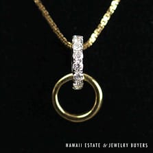 0.22ct Diamond Circle Pendant 18k Yellow Gold with 18" Adjustable Chain, 2.7g