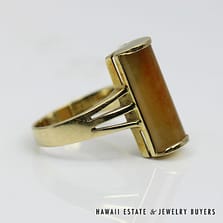 Honey Jade 14K Yellow Gold Ring Size 6.25