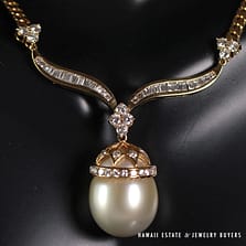 South Sea Golden Pearl Diamond 18K Necklace