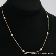 Diamond Two Tone Station 18K Yellow Gold Necklace