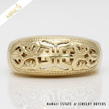 MING'S 4.8g 14KYG SHOU 8.5mm DOMED RING SIZE 6