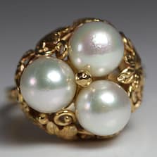 Ming's Hawaii Pearl Cluster Flower 14K Ring