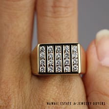 1ctw VVS/FG Diamond Channel Set Gents Ring 18k Yellow Gold Size 9.5, 16.9g