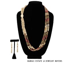 Three-Strand Multi-Colored Kipona Ni'ihau Shell Lei