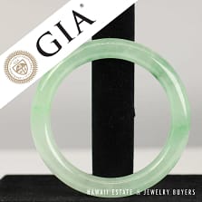GIA Mottled Green Jadeite Jade Bangle Bracelet Size 6.75