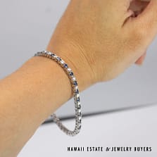 13.2g 14LWG 1.12ctw Diamond 2.32ctw Sapphire Tennis Bracelet Size 7 - Image 3