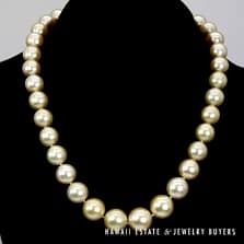 11-14mm Golden South Sea Pearl 14k Yellow Gold Strand 17.5"