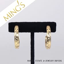 Ming's Hawaii 34mm Bird in Plum 14K Yellow Gold Open Hoop Earrings