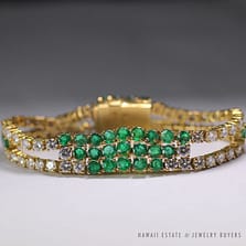DESIGNER EMERALD & 8.04CTW DIAMOND 18K YELLOW GOLD BRACELET