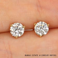 14K Yellow Gold and VS/HIJ Diamond Martini Stud Earrings #3022-03