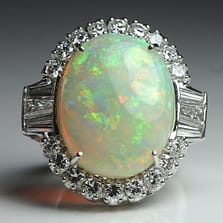 Vintage Fire Opal & Diamond 18K Ring