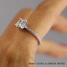 A. Jaffe 0.40ctw Diamond Semi-Mount with Princess Cut CZ Platinum Ring Size 6.25, 4.9g