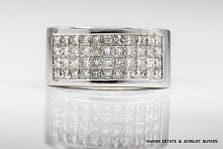 14.6g 18KWG 2.50ctw INVISIBLE SET PRINCESS CUT DIAMOND RING SIZE 7.5