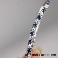 13.2g 14LWG 1.12ctw Diamond 2.32ctw Sapphire Tennis Bracelet Size 7 - Image 2