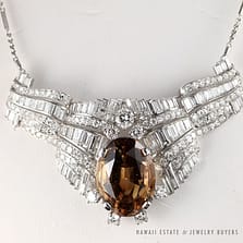 ANTIQUE FANCY ORANGE TOPAZ & 24.45CTW DIAMOND ESTATE PLATINUM NECKLACE