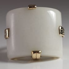 Ming's Hawaii Square White Jade Ring