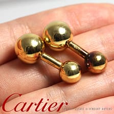 CARTIER VINTAGE ESTATE 18K YELLOW GOLD DUMBBELL BARBELL CUFFLINKS
