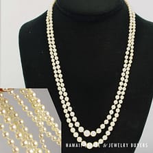 Knotted Graduated Double Strand Cultured Pearls 21/22 Inch w/Silver Clasp