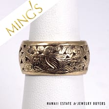 Ming's Hawaii Bird in Plum 14K Yellow Gold 10mm Band Size 6.75