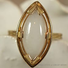 Ming's Hawaii Marquise White Jade Ring