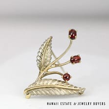 Tiffany & Co. Garnet 18K Yellow Gold Sterling Silver Floral Brooch Pin