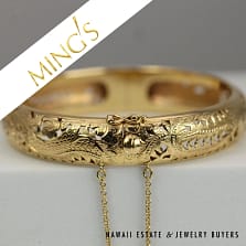 Ming's 12MM Dragon and Phoenix 14K Yellow Gold Hinged Bangle Bracelet