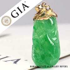 GIA 11.5g 14K Green Jade Carved Pendant