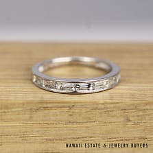 0.70CTW Baguette Diamond Anniversary 18K White Gold Wedding Band Size 6.25