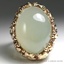 Ming's Hawaii Pale Green Large Jade Flower Ring