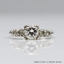 3.0g PLAT 0.60ct VS/GH DIAMOND W/0.10ctw DIAMOND TRADITIONAL RING SIZE 4.25