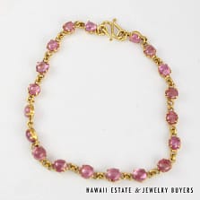 2CTW Pink Sapphire 18K Yellow Gold Bracelet Size 6.25