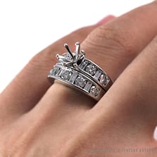 1.48CTW DIAMOND LADIES ENGAGEMENT RING SETTING & MATCHING DIAMOND WEDDING BAND SET (SZ. 4.5)