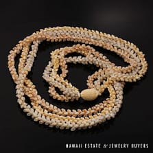 Three-Strand Multi-Color Ni'ihau Shell Lei: Pikake Momi 38 #2852-01