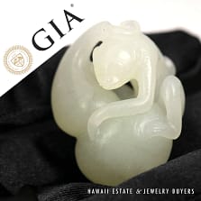 GIA Chinese Mutton Fat Monkey Carving Sculpted Piece