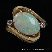 6.2g 14KYG 1.50ct OPAL AND 0.10ctw DIAMOND RING SIZE 7.75