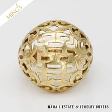 MING'S 3.8g 14KYG DOME RING CHINESE CHARACTER SIZE 4 w/ BOX