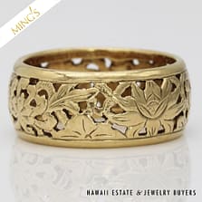 MING'S 3.7g 14KYG FOUR SEASONS 8mm BAND SIZE 6 WITH BOX