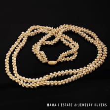 Two-Strand Ni'ihau Shell Lei: Pikake Momi Lenalena 35 inches #2900-02