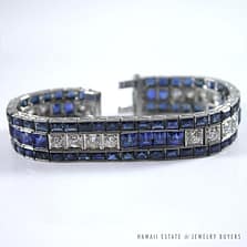 Art Deco Sapphire & Old European Cut Diamond Platinum Bracelet
