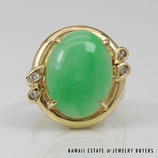 4.8g 14KYG JADE WITH 0.08ctw I2/HI DIAMOND RING SIZE 6.5