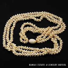 Three-Strand Ni'ihau Shell Lei: Pikake Momi Lenalena 36 inches #2835-01