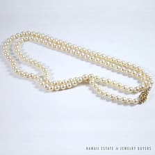 Ming's Hawaii Pearl Single Strand Opera Length 14K Yellow Gold Necklace