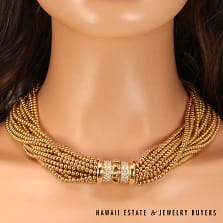 3CTW DIAMOND GEORG HORNEMANN 370.1g 18K YG TWIST NECKLACE APPROX. 18"