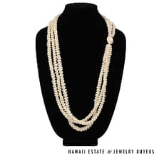 Three-Strand Ni'ihau Shell Lei: Pikake Momi Lenalena Kua Ula 36 inches #2778-14