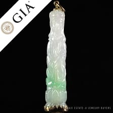 GIA CERTIFIED NATURAL TYPE A GRADE A JADEITE RARE COLOR JADE QUAN YIN 14K GOLD