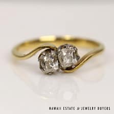 0.50ctw VS/GH Old Mine Cut Diamond 20K Yellow Gold Ring Size 5.5