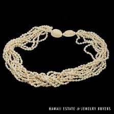 Nine-Strand Ni'ihau Shell Choker: Pololei Momi Lenalena #2637-02
